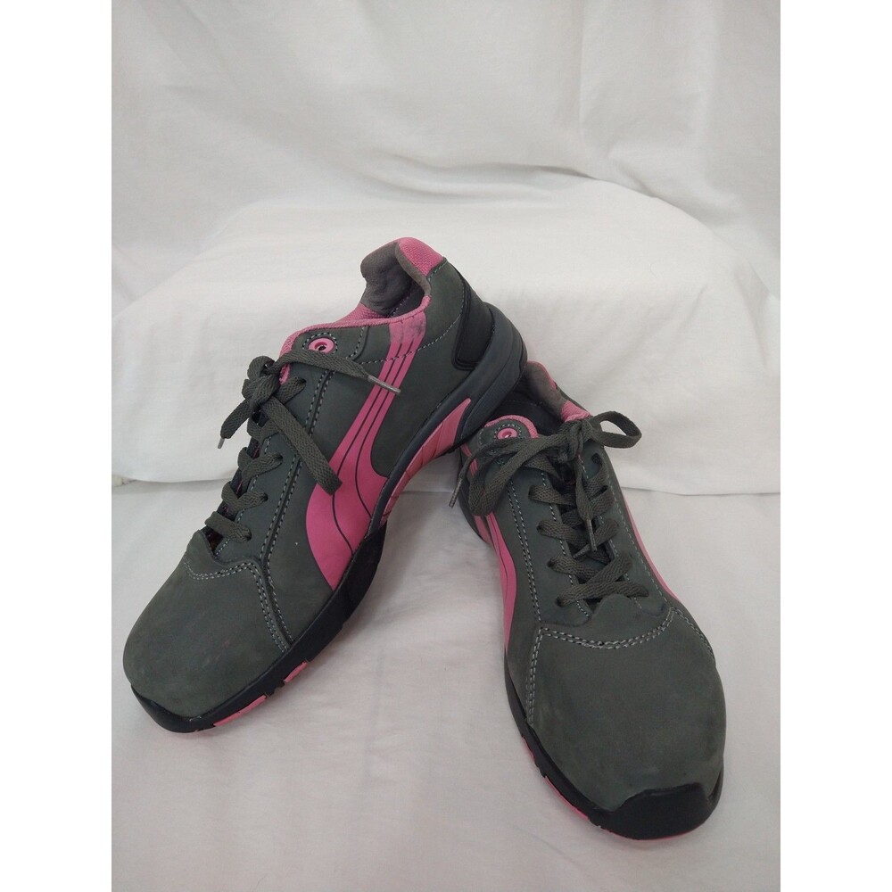 Puma Leather Safety Women's Size 9.5 Gray Pink Steel Toe Workwear